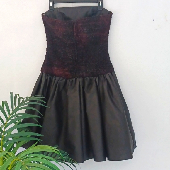 Vintage Nili Martin Cocktail Dress, Dark Brown Skirt, Varigated Brown Top, Sz 10 - Picture 2 of 12